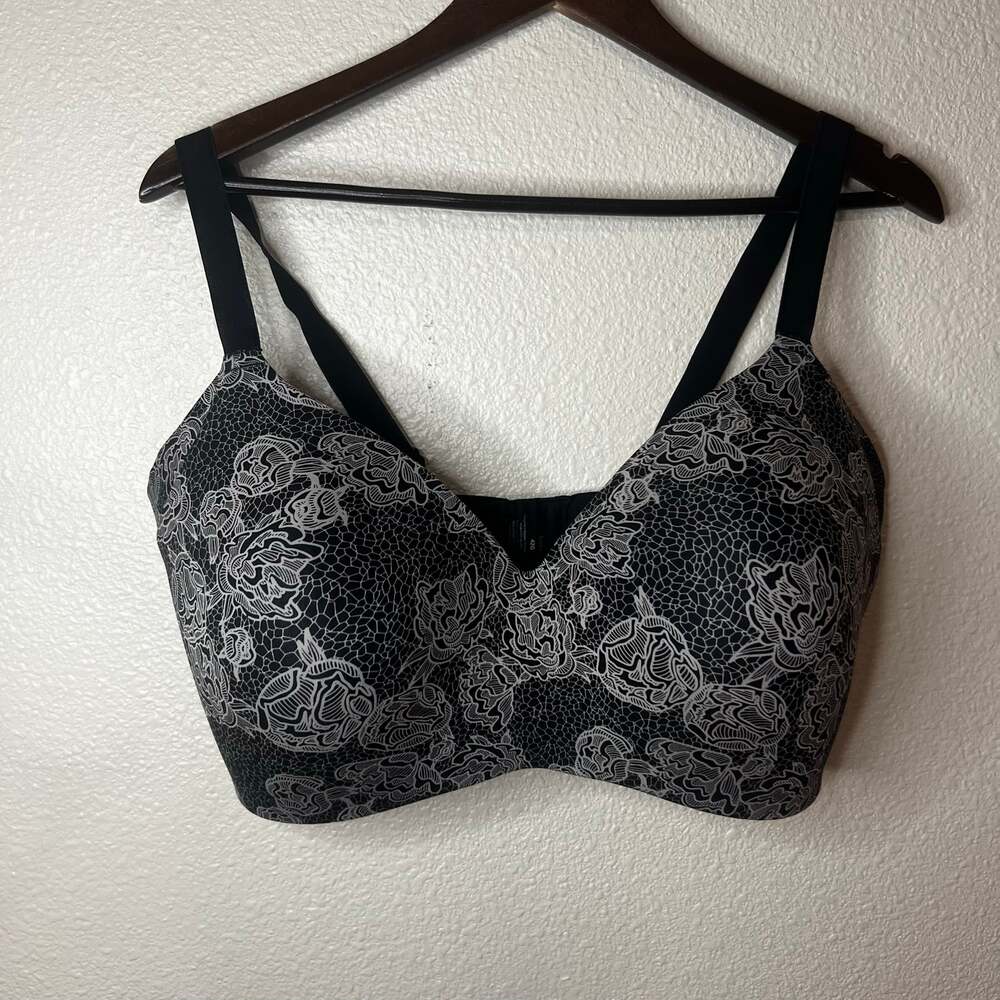 Knix WingWoman Contour Bra in Black/Cream Lace and Peony 42G